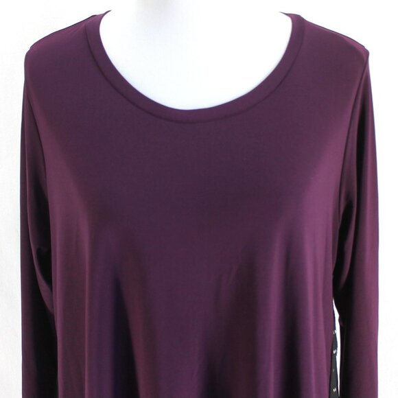 Sun Kim Top Womens Size L Purple 3/4 Sleeve Snap Sides Polyester Knit - Picture 2 of 7